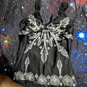 Black and White Tankini Top